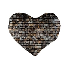 Wall Stone Wall Brick Wall Stoneworks Masonry Standard 16  Premium Flano Heart Shape Cushions by artworkshop