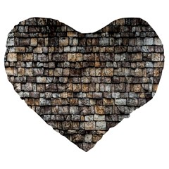 Wall Stone Wall Brick Wall Stoneworks Masonry Large 19  Premium Flano Heart Shape Cushions by artworkshop