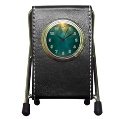 Background Green Pen Holder Desk Clock by nate14shop