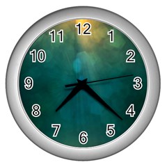 Background Green Wall Clock (silver) by nate14shop