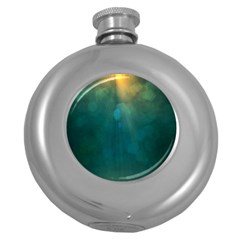 Background Green Round Hip Flask (5 Oz) by nate14shop