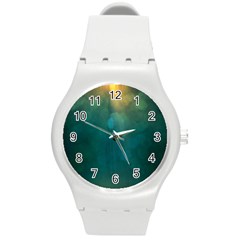 Background Green Round Plastic Sport Watch (m) by nate14shop