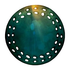 Background Green Round Filigree Ornament (two Sides)