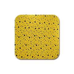 Polkadot Yellow Rubber Square Coaster (4 pack)