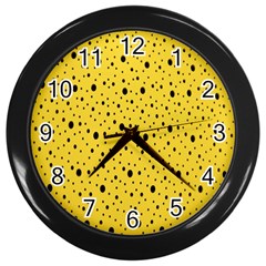 Polkadot Yellow Wall Clock (Black)