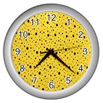 Polkadot Yellow Wall Clock (Silver) Front