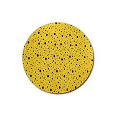 Polkadot Yellow Rubber Round Coaster (4 pack)