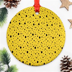 Polkadot Yellow Round Ornament (Two Sides)