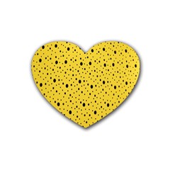 Polkadot Yellow Rubber Coaster (Heart)