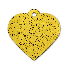 Polkadot Yellow Dog Tag Heart (One Side)