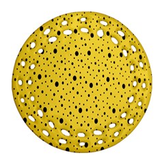 Polkadot Yellow Round Filigree Ornament (two Sides)