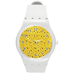 Polkadot Yellow Round Plastic Sport Watch (M)