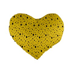 Polkadot Yellow Standard 16  Premium Heart Shape Cushions