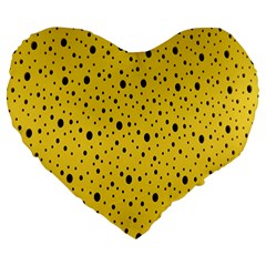 Polkadot Yellow Large 19  Premium Heart Shape Cushions