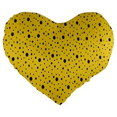 Polkadot Yellow Large 19  Premium Flano Heart Shape Cushions