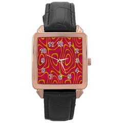 Pattern Pink Rose Gold Leather Watch  by nate14shop