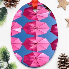 Pink Umbrella Ornament (oval) by nate14shop