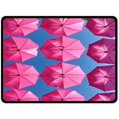 Pink Umbrella Fleece Blanket (large)  by nate14shop