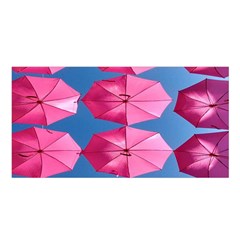 Pink Umbrella Satin Shawl 45  X 80  by nate14shop