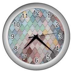 Tiles-shapes Wall Clock (silver) by nate14shop