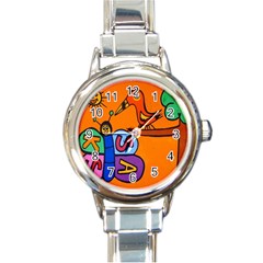 Graffiti 1 Round Italian Charm Watch by nate14shop