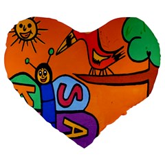 Graffiti 1 Large 19  Premium Heart Shape Cushions by nate14shop