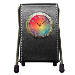 Colorful Rainbow Pen Holder Desk Clock by artworkshop