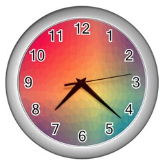 Colorful Rainbow Wall Clock (silver) by artworkshop