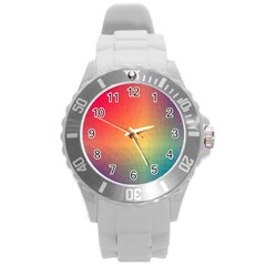 Colorful Rainbow Round Plastic Sport Watch (l)