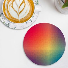 Colorful Rainbow Uv Print Round Tile Coaster by artworkshop