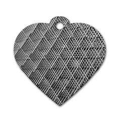 Grid Wire Mesh Stainless Rods Metal Dog Tag Heart (two Sides) by artworkshop