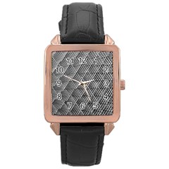 Grid Wire Mesh Stainless Rods Metal Rose Gold Leather Watch  by artworkshop