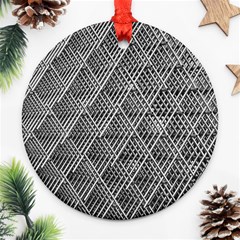 Grid Wire Mesh Stainless Rods Metal Ornament (round) by artworkshop