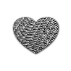 Grid Wire Mesh Stainless Rods Metal Rubber Coaster (heart) by artworkshop