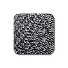 Grid Wire Mesh Stainless Rods Metal Rubber Square Coaster (4 Pack) by artworkshop