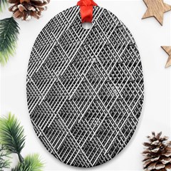 Grid Wire Mesh Stainless Rods Metal Ornament (oval) by artworkshop