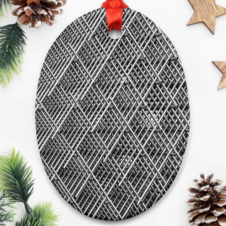 Grid Wire Mesh Stainless Rods Metal Oval Ornament (Two Sides)