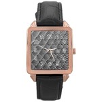 Grid Wire Mesh Stainless Rods Metal Rose Gold Leather Watch  Front