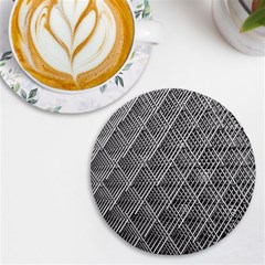 Grid Wire Mesh Stainless Rods Metal Uv Print Round Tile Coaster by artworkshop