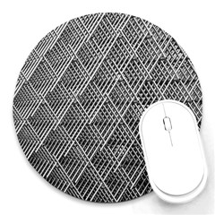 Grid Wire Mesh Stainless Rods Metal Round Mousepads by artworkshop