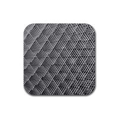 Grid Wire Mesh Stainless Rods Metal Rubber Coaster (square) by artworkshop