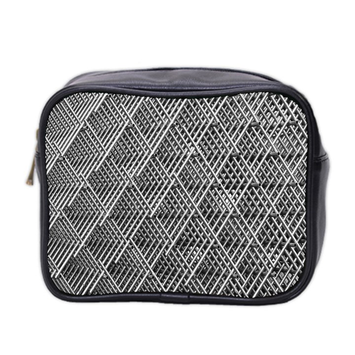 Grid Wire Mesh Stainless Rods Metal Mini Toiletries Bag (Two Sides)