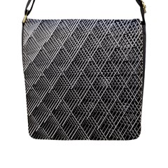 Grid Wire Mesh Stainless Rods Metal Flap Closure Messenger Bag (l) by artworkshop