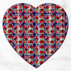 Vampire Doily Blue Jigsaw Puzzle (heart) by violetheavensky