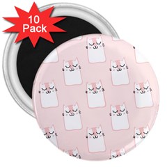 Fluffy Cat Pets 3  Magnets (10 Pack)  by artworkshop