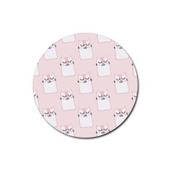 Fluffy Cat Pets Rubber Coaster (round) by artworkshop