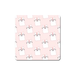 Fluffy Cat Pets Square Magnet by artworkshop