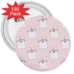 Fluffy Cat Pets 3  Buttons (100 pack)  Front