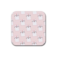 Fluffy Cat Pets Rubber Coaster (square) by artworkshop