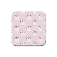 Fluffy Cat Pets Rubber Square Coaster (4 Pack) by artworkshop